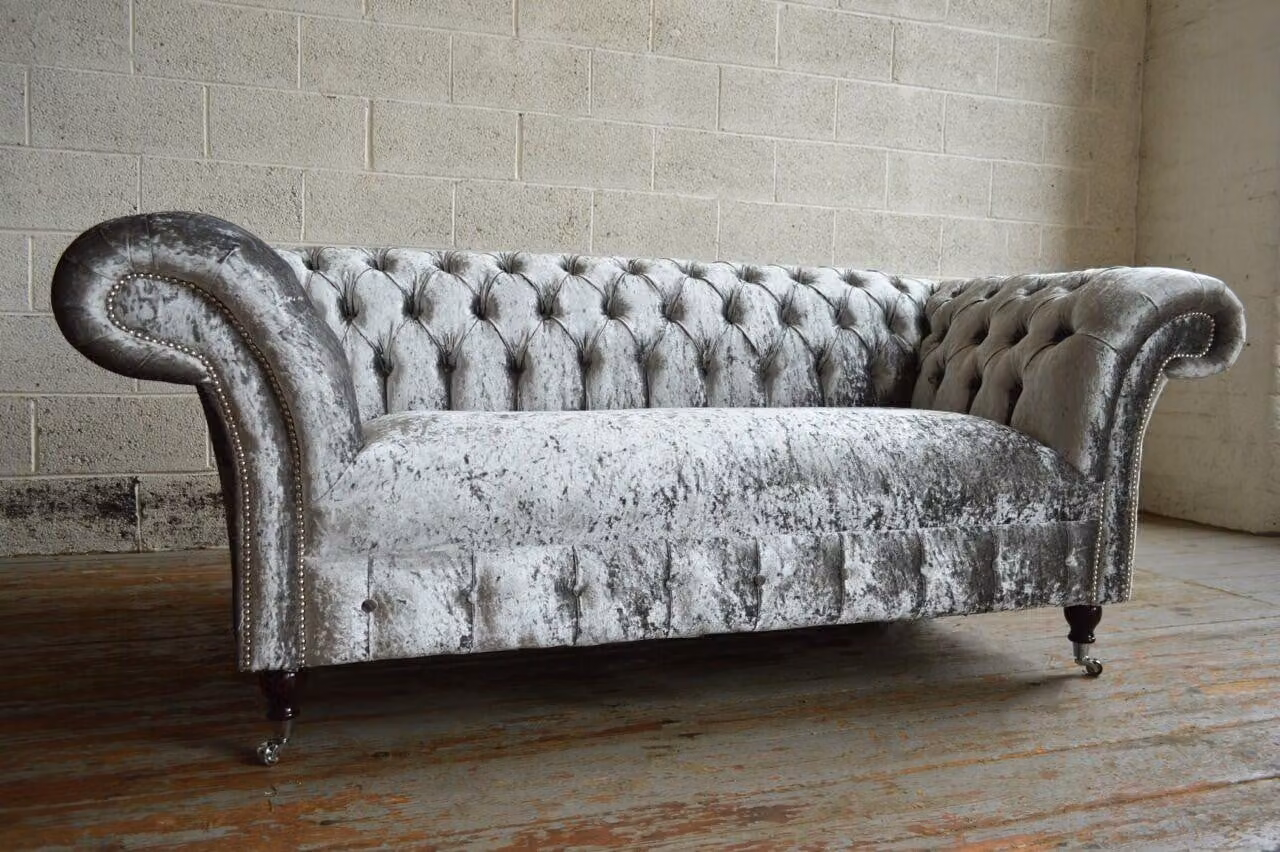 Chesterfield 2 Sitzer Couch Polster Sofa Designer Couchen Sitz Samt Textil