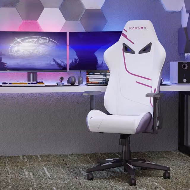 Poltrona Gaming Ergonomica Reclinabile ¨C Xylo ¨C Tessuto, Bianco e Viola