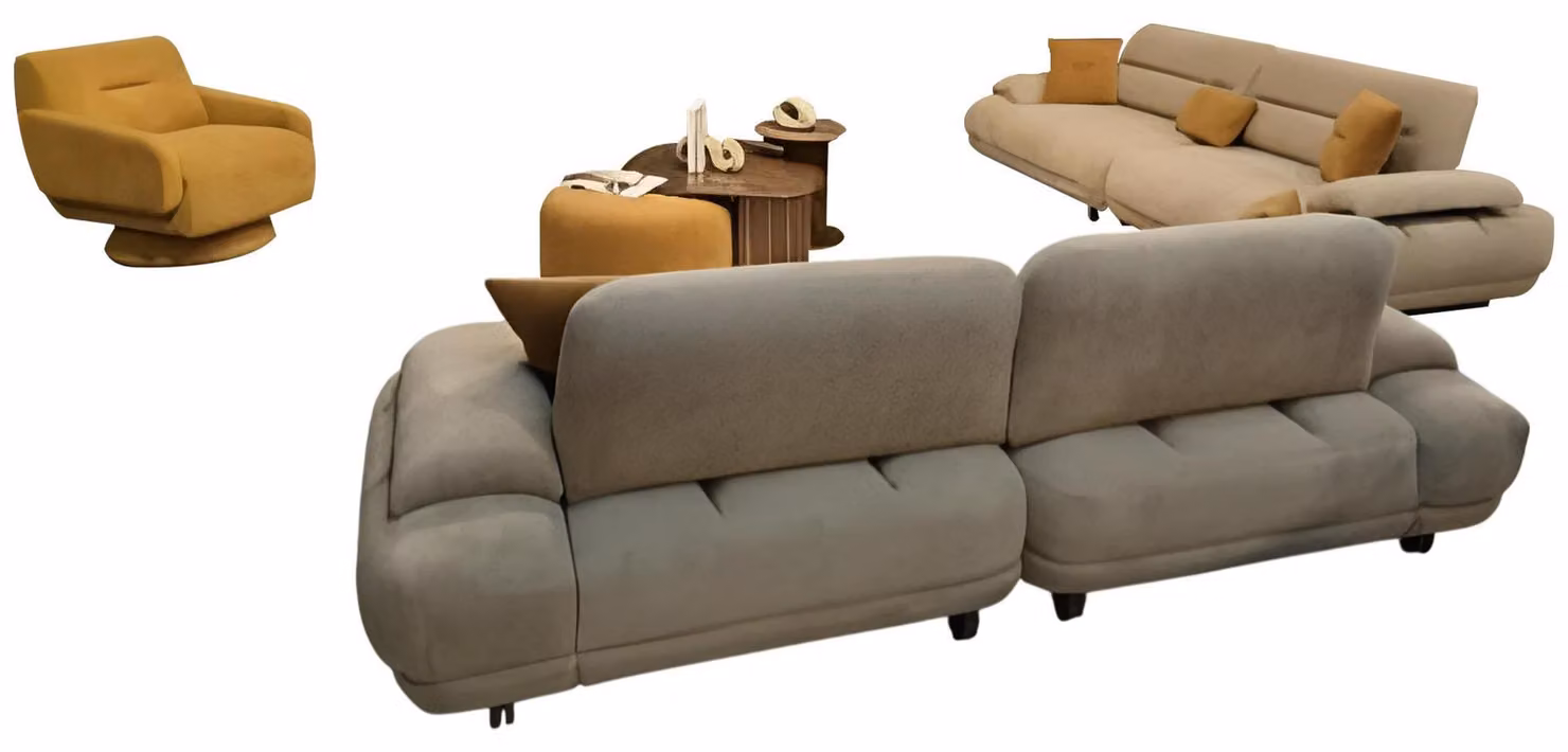Stilvolle Couchgarnitur Moderner Viersitzer Designer Sessel Tische