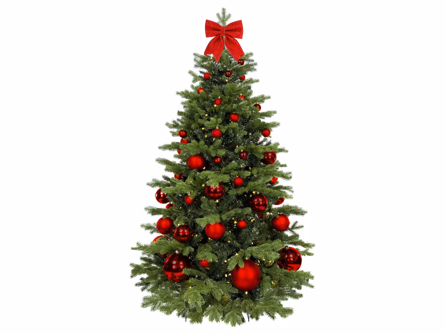 Albero di Natale artificiale decorato con 73 ornamenti NATALE ROSSO II 180 cm con supporto e ornamenti natalizi