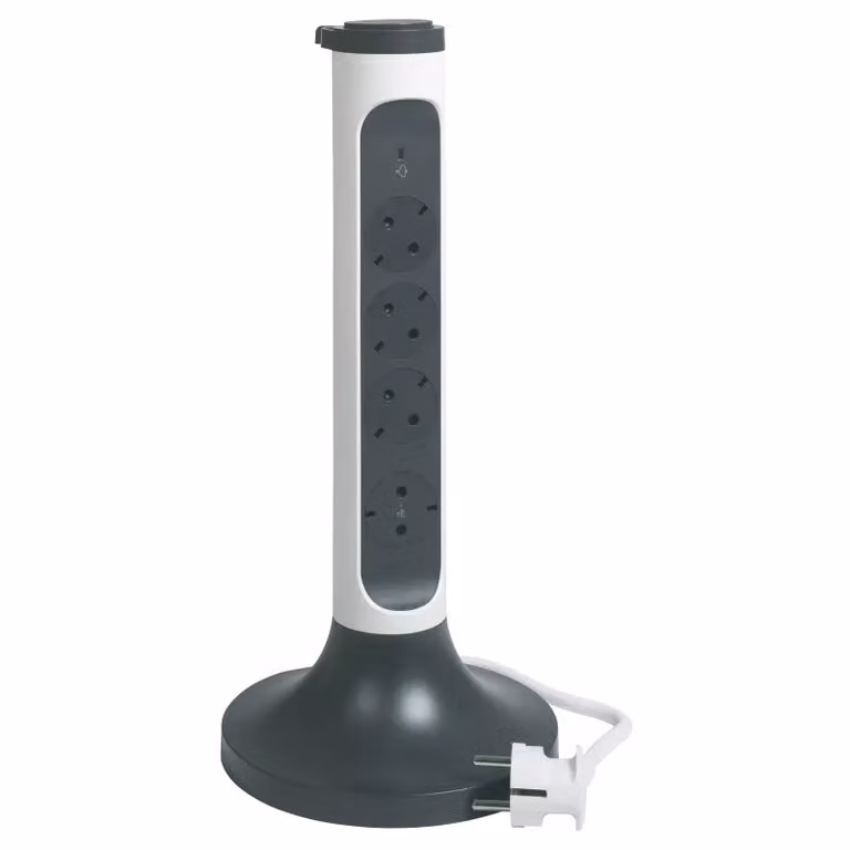 Legrand Tower 4x presa di corrente, scaricatore di sovratensione, cavo da 2 m bianco-nero 694505