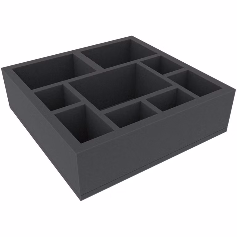 Inserto in schiuma 295x295x85 mm con 9 scomparti per giochi da tavolo