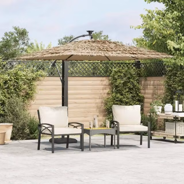 Ombrellone da giardino Videx in poliestere marrone con palo centrale in acciaio L: 246 cm, P: 246 cm, H: 230 cm