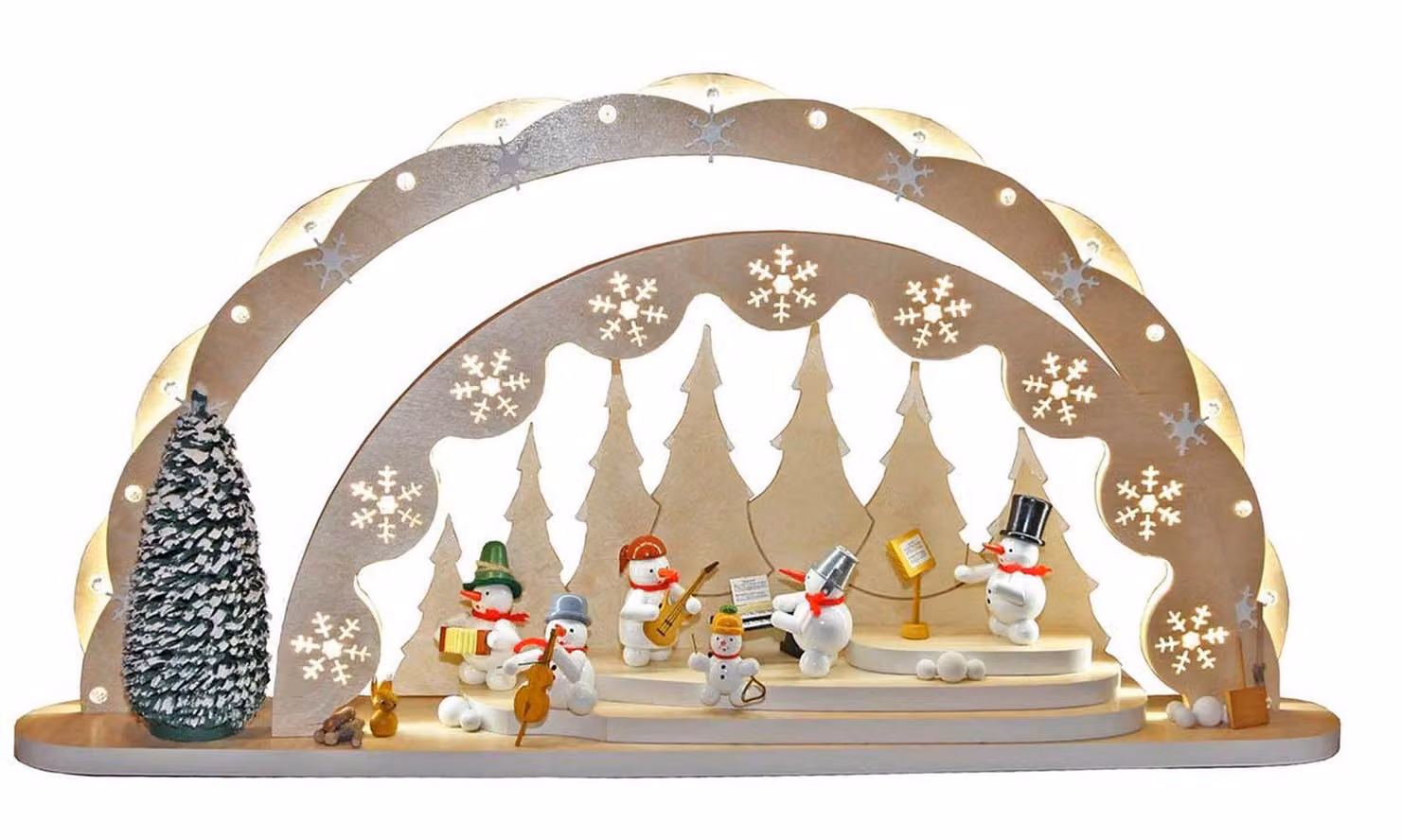 Decorazione natalizia a forma di pupazzo di neve con strumenti musicali, illuminazione elettrica. Dimensioni: 63x34x10 cm. Nuova
