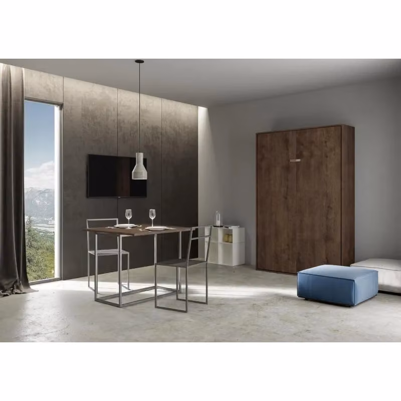 Letto a scomparsa verticale Kentaro Itamoby colore noce con finitura in legno e metallo 140x200 cm – 2