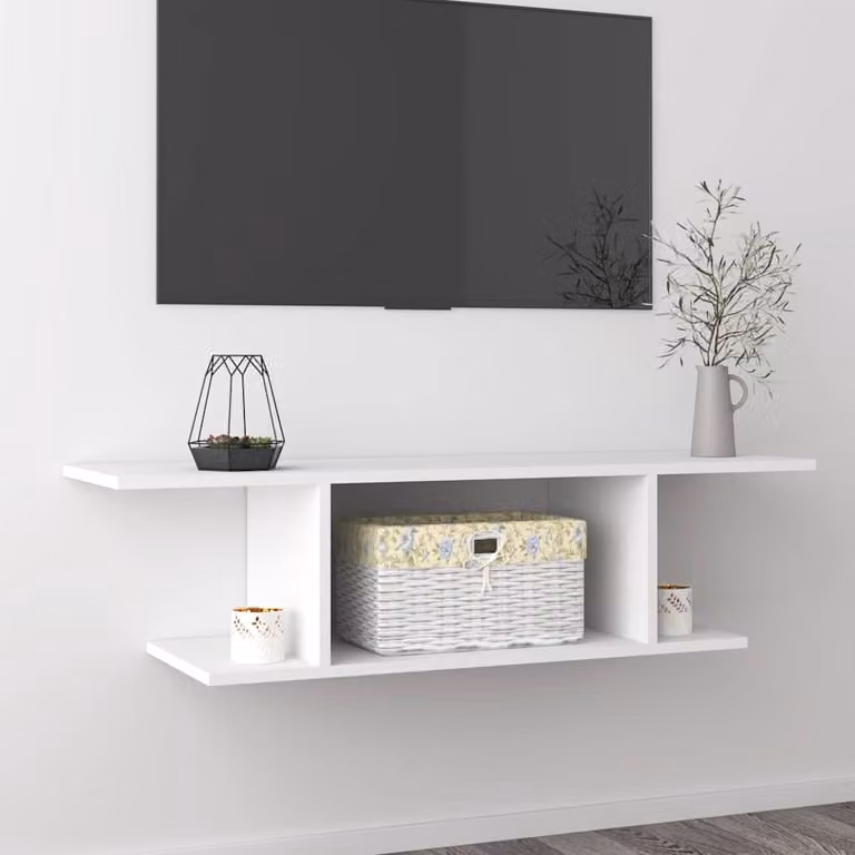 vidaXL Mobile Porta TV a Parete Bianco in Legno e MDF L: 103 cm, P: 30 cm, H: 26,5 cm