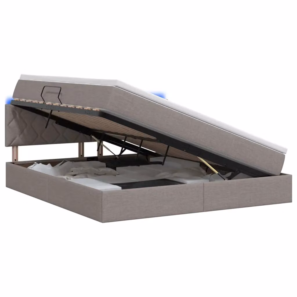 Letto con contenitore e illuminazione LED vidaXL, colore tortora, L/P/H: 160 x 200 x 140 cm – 2