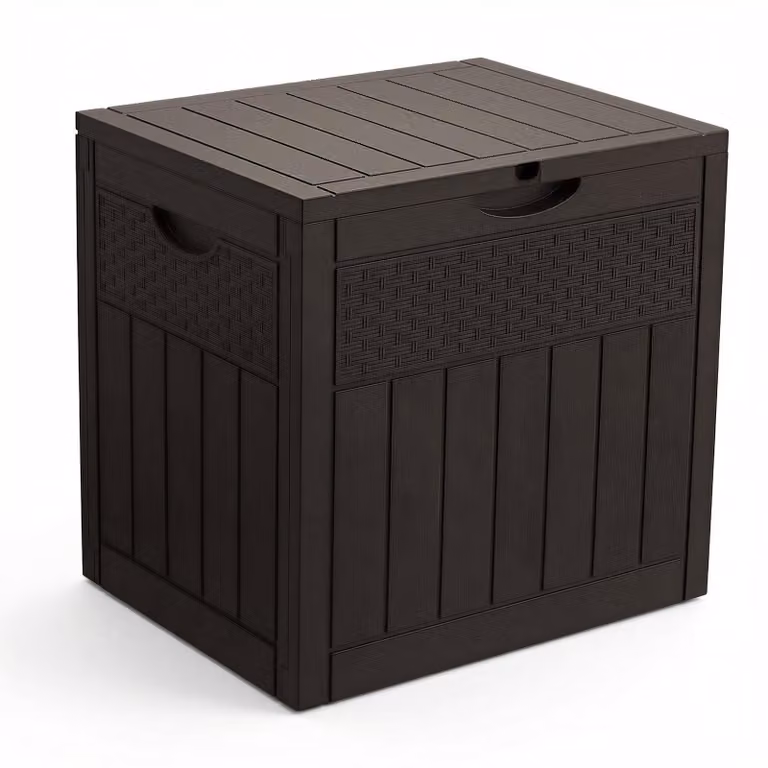 VOUNOT® 126L Cassetta da giardino, 56 x 43 x 53 cm, effetto rattan marrone
