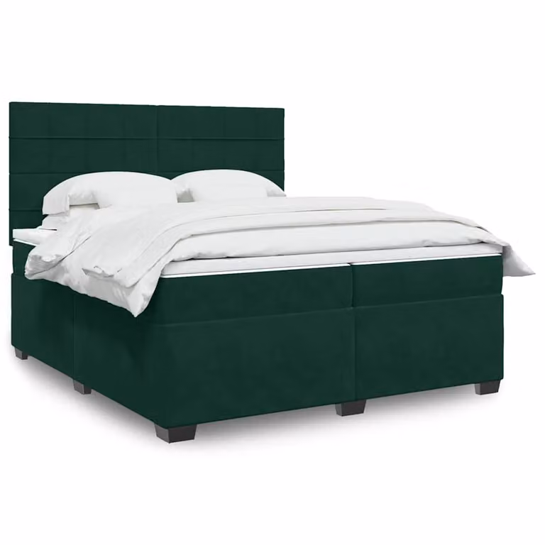 Giroletto a molle con materasso vidaXL in velluto verde scuro, L/P: 200 x 200 cm