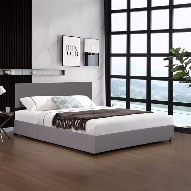 Letto Contenitore Matrimoniale Juva Corium con Apertura a Ribalta in Velluto a Coste Grigio L/P: 160 x 200 cm – 1