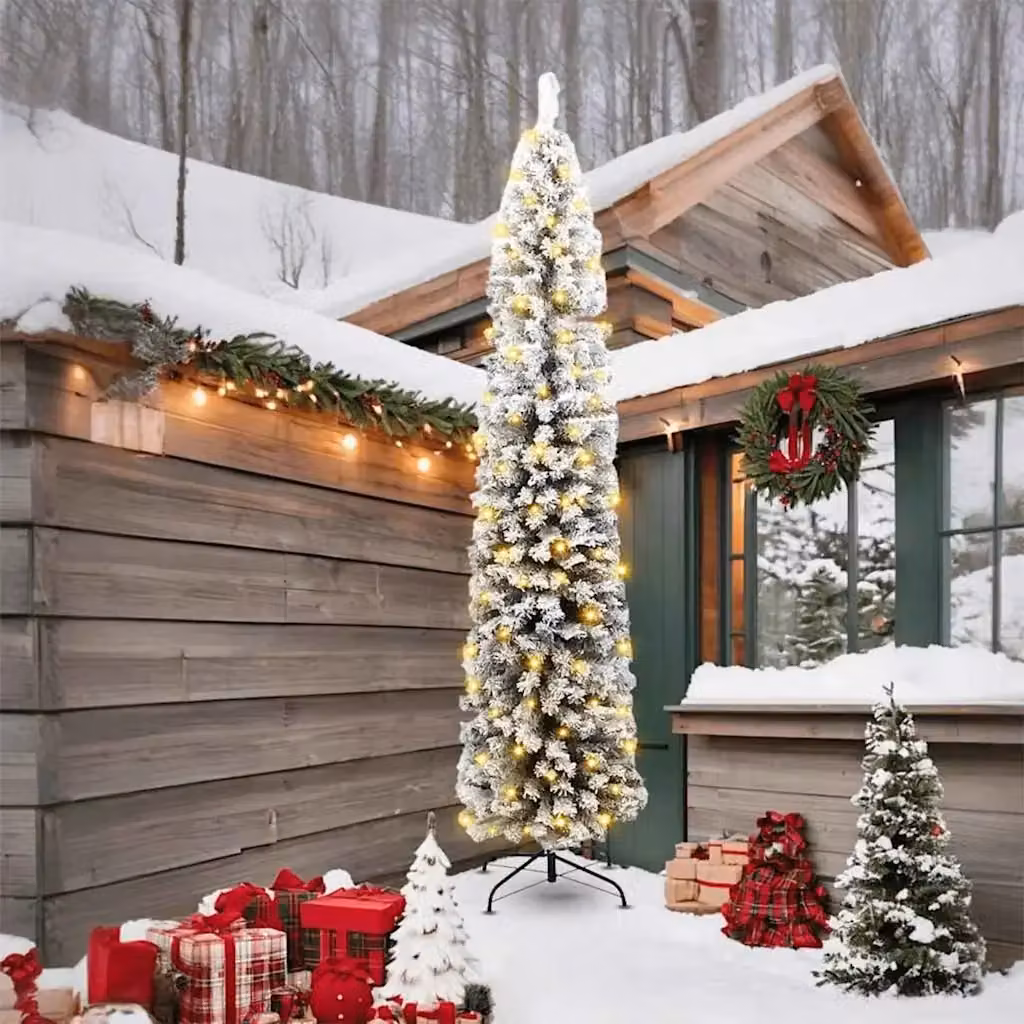Albero di Natale artificiale moderno verde con 300 LED luce bianca calda, Altezza: 240 cm – 2