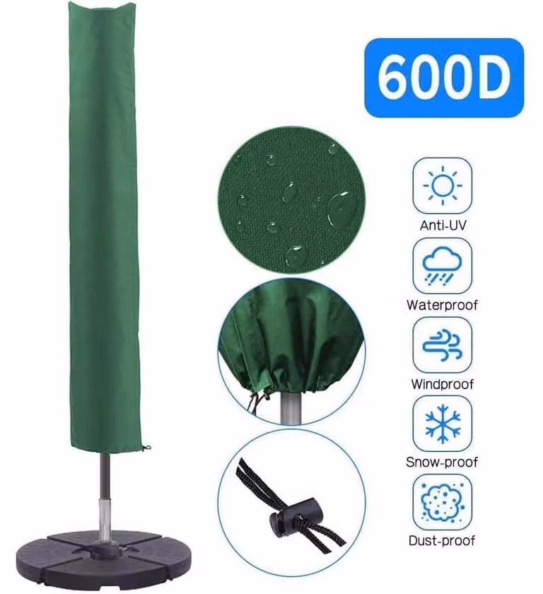 Copertura protettiva per ombrellone, impermeabile, diametro 2 metri, dimensioni 153x30x30 cm, colore verde, materiale: Oxford PVC 600D