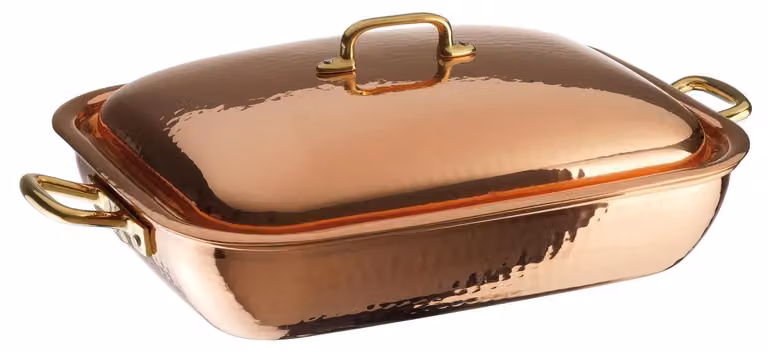 Tegame rettangolare con coperchio in rame Serie 15300, 36x28cm