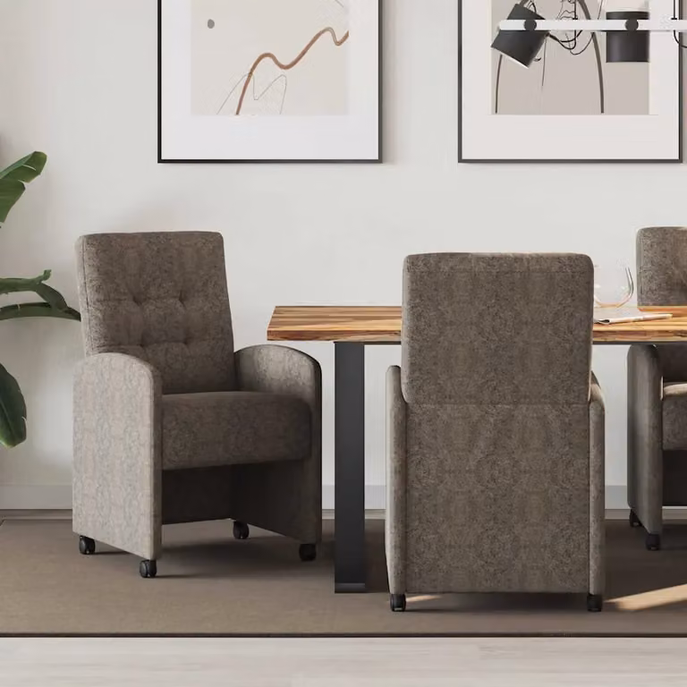 Set di 2 sedie da pranzo vidaXL con ruote e braccioli in pelle sintetica grigio scuro L/P/H: 58 x 67 x 97 cm