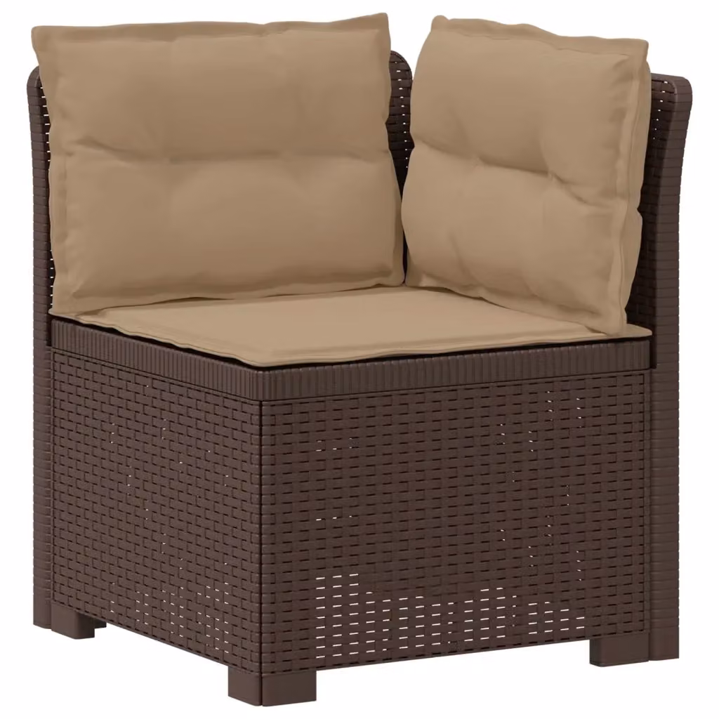 Divano da giardino a 1 posto con cuscini vidaXL in effetto rattan marrone L: 70 cm, P: 62 cm, H: 62 cm – 2