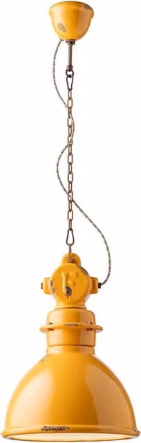 Lampadario Industrial Ferro E Ceramica Vintage Giallo 1 Luce E27