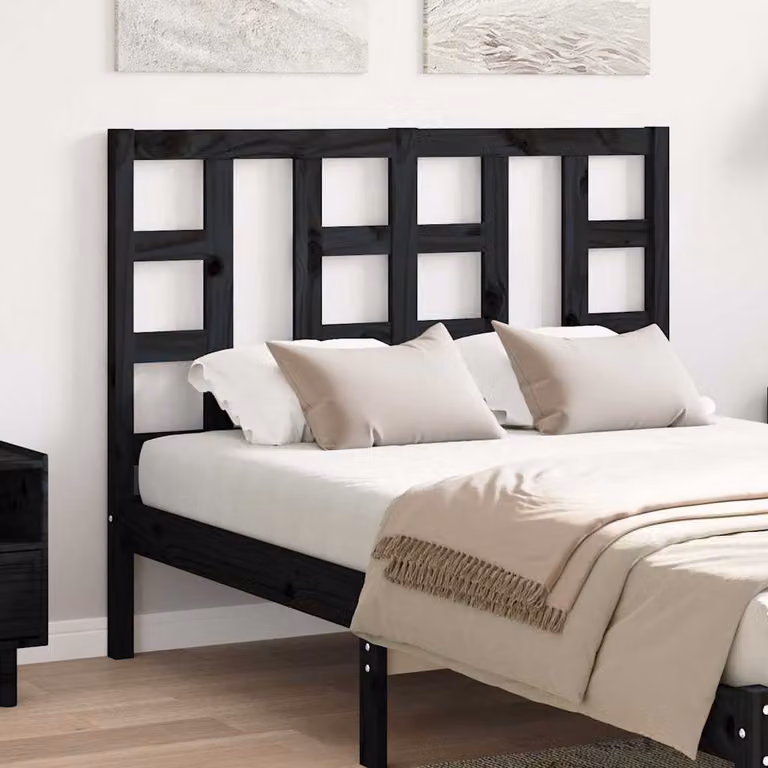 Testiera per letto vidaXL in legno massello di pino nero, stile rustico, L 126 cm x P 4 cm x H 100 cm