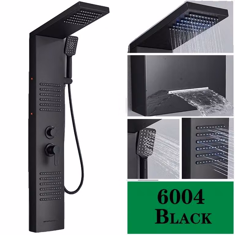Apparecchio per doccia, illuminazione LED, superficie nera opaca, 6004 nero opaco