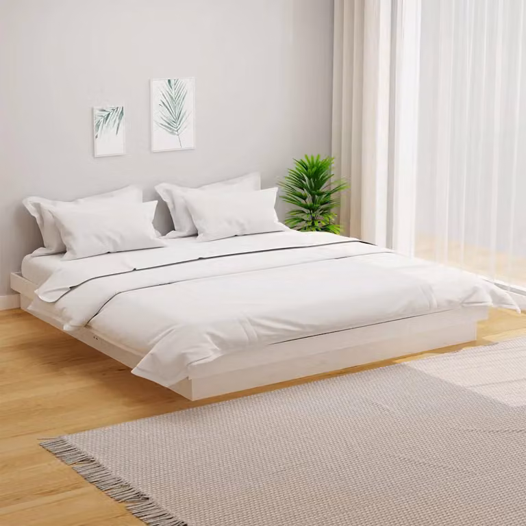 vidaXL Giroletto in Legno Massello di Pino Bianco con Doghe Fisse L/P/H: 204 x 160 x 163,5 cm