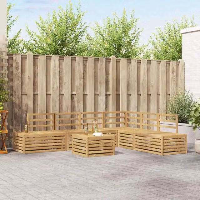 7 pz Set di divani da esterno Legno di Acacia Massello Bianco 3392479