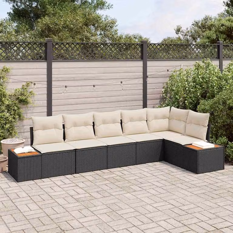 Maison Exclusive - Set Divano da Giardino con cuscino 6 pcs Nero polyrattan