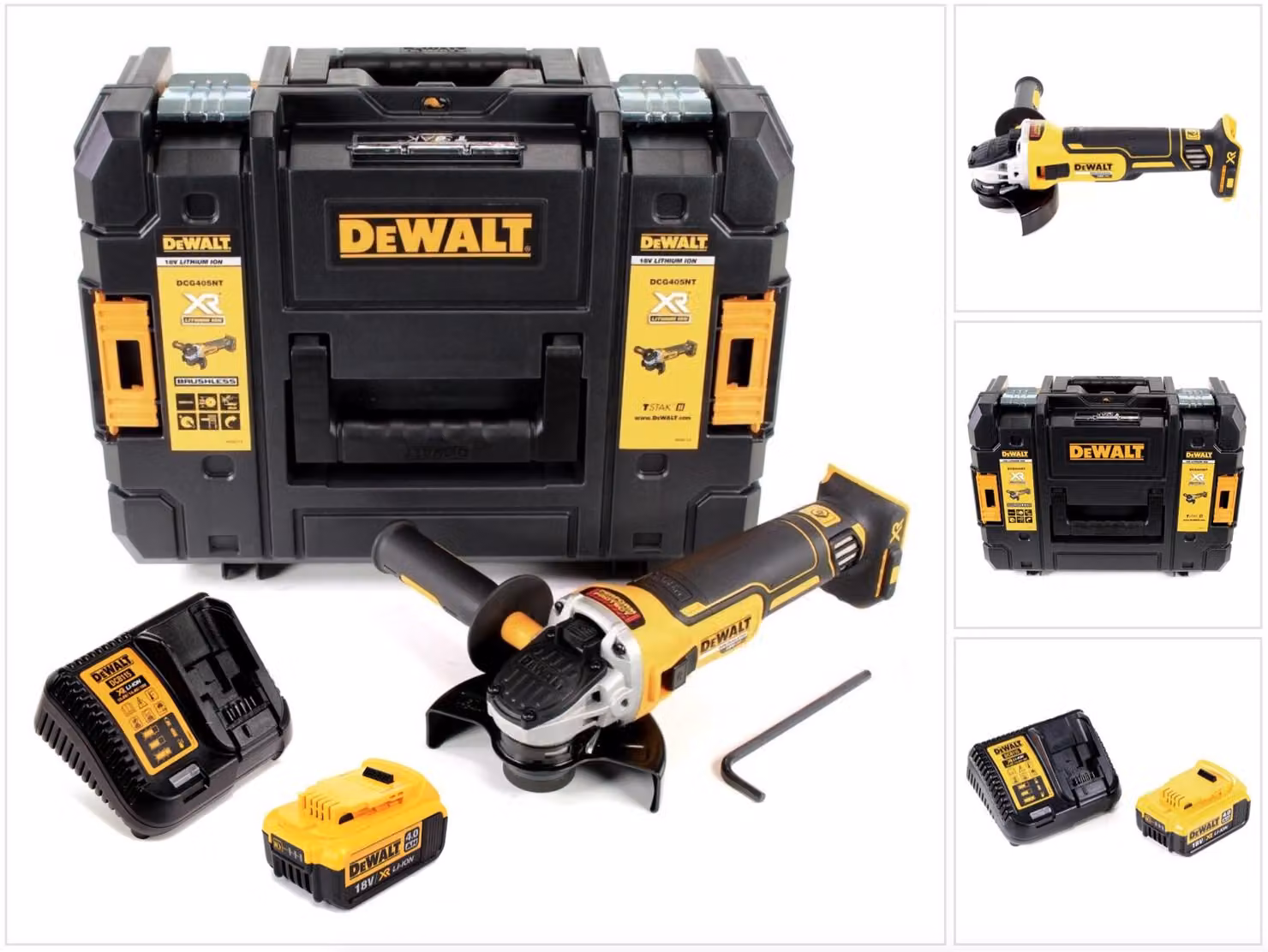DeWalt DCG 405 M1 18 V 125 mm Smerigliatrice a batteria Brushless in valigetta TStak + 1x Batteria 4,0 Ah + Caricatore