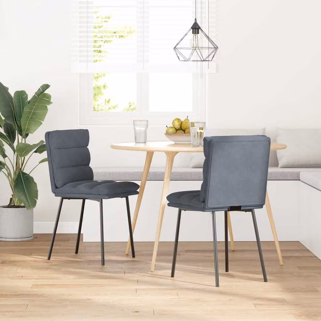 Sedie da Pranzo 2 pz Grigio Scuro in Velluto