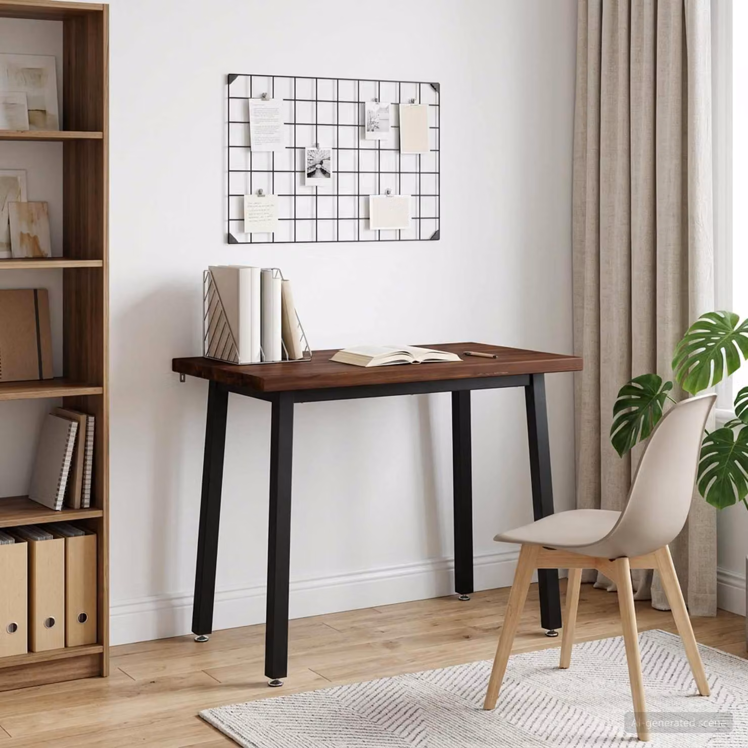 Tavolo da pranzo moderno vidaXL in legno di acacia e metallo, L 90 x P 55 x H 75 cm, marrone scuro e nero
