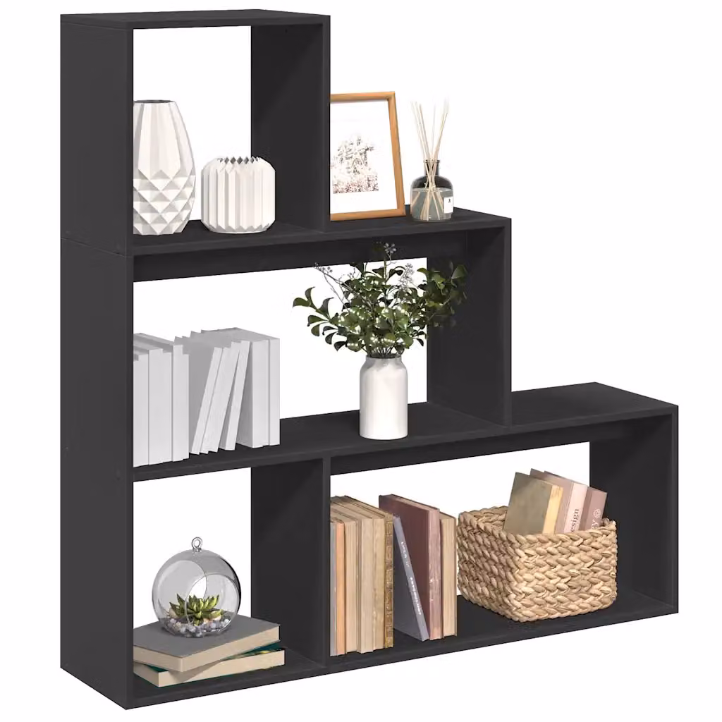 Libreria Divisorio a Scala vidaXL con 3 Ripiani Nera in MDF H 123 x L 29 x P 29 cm