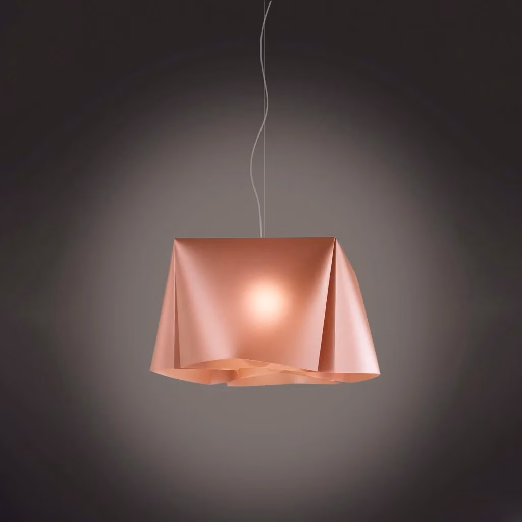 Lampada a sospensione moderna Wanda Polilux Linea Zero in rame e metallo cromo con 1 luce E27, Diametro: 45 cm – 2
