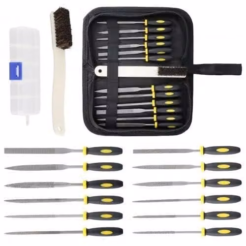 Solidchoice - Set di lime in legno da 15 pezzi con sacchetto portaoggetti per lavori di precisione