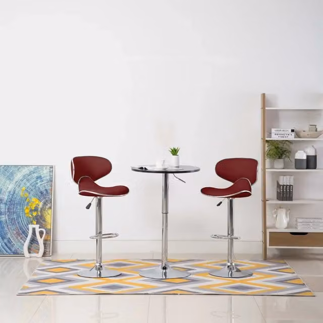 Set di 2 sgabelli da bar vidaXL in similpelle rossa con base girevole a 360 gradi e struttura in metallo – 1
