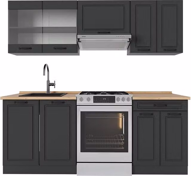 Cucina componibile R-Line Vicco colore Antracite e Rovere, L: 200 cm – 1