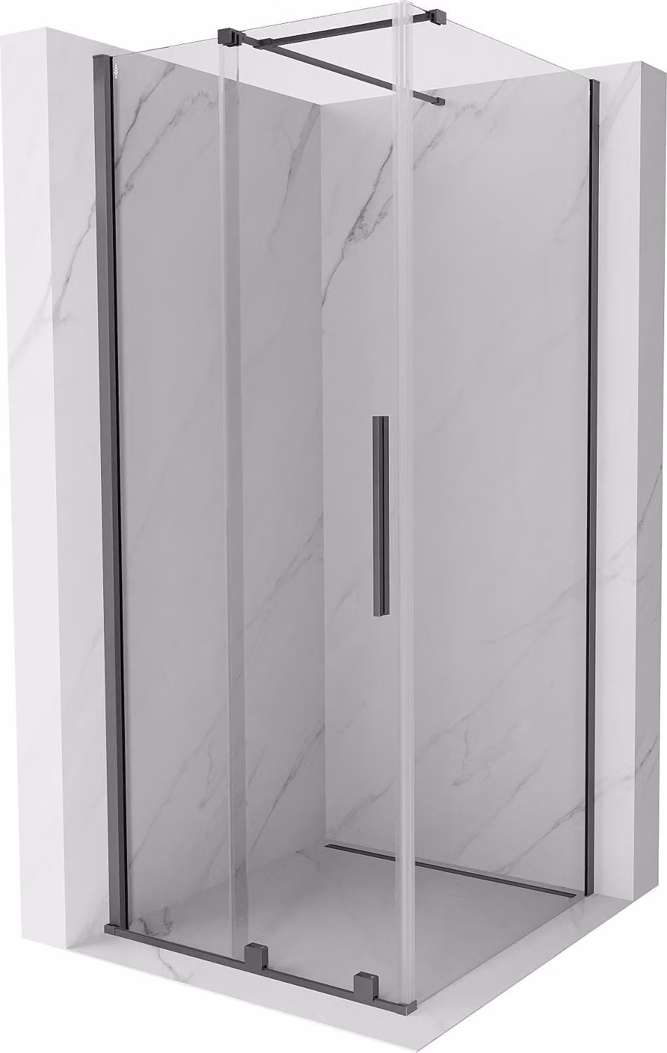 Mexen Velar cabina doccia scorrevole 110 x 110 cm, trasparente, gun metal - 871-110-110-01-95