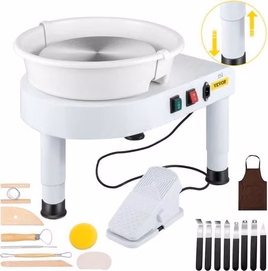 Tornio da vasaio, macchina per Vetroceramica, 28 cm, 450 W, con regolazione della gamba e pedale