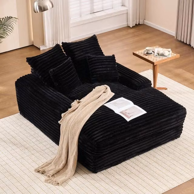 Divano Letto 4 Cuscini Nero ¨C Xylo ¨C Sofa Multifunzionale Tessuto Cord