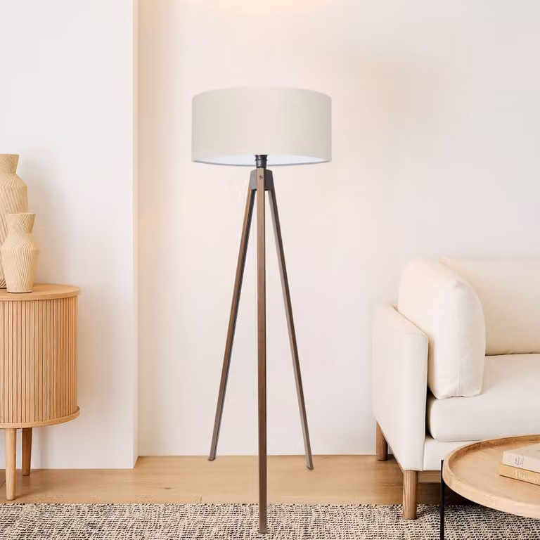 Opviq, AYD-3685, lampada da terra, CORPO IN TESSUTO, crema, 200 x 21 x 21 cm