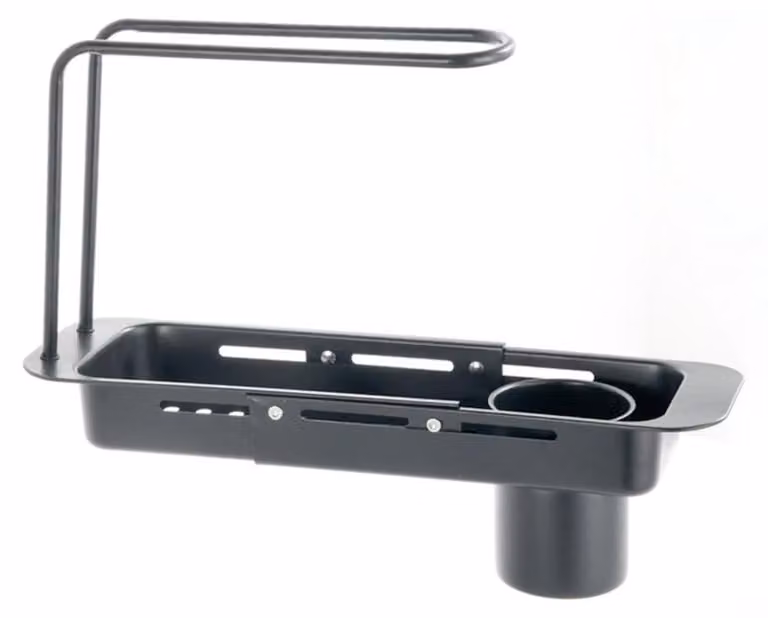 Contenitore per rifiuti da cucina retrattile - Acciaio inossidabile - Cartuccia filtrante removibile - Fori di scarico - Adatto per piano di lavoro/lavello - Salvaspazio - Griglia di scarico