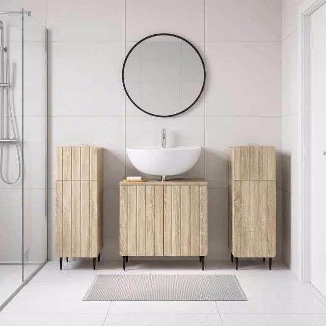 Set di armadietti da bagno in 3 pezzi ZWOLLE Rovere Sonoma 3418001