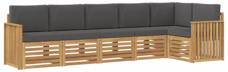 Set di divani da esterno, 6 pezzi, bianco e antracite
