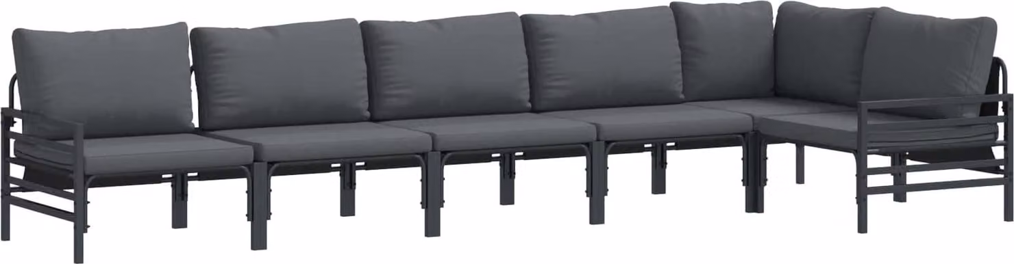 Set Divano da Giardino con cuscino 6 pcs Nero Acciaio