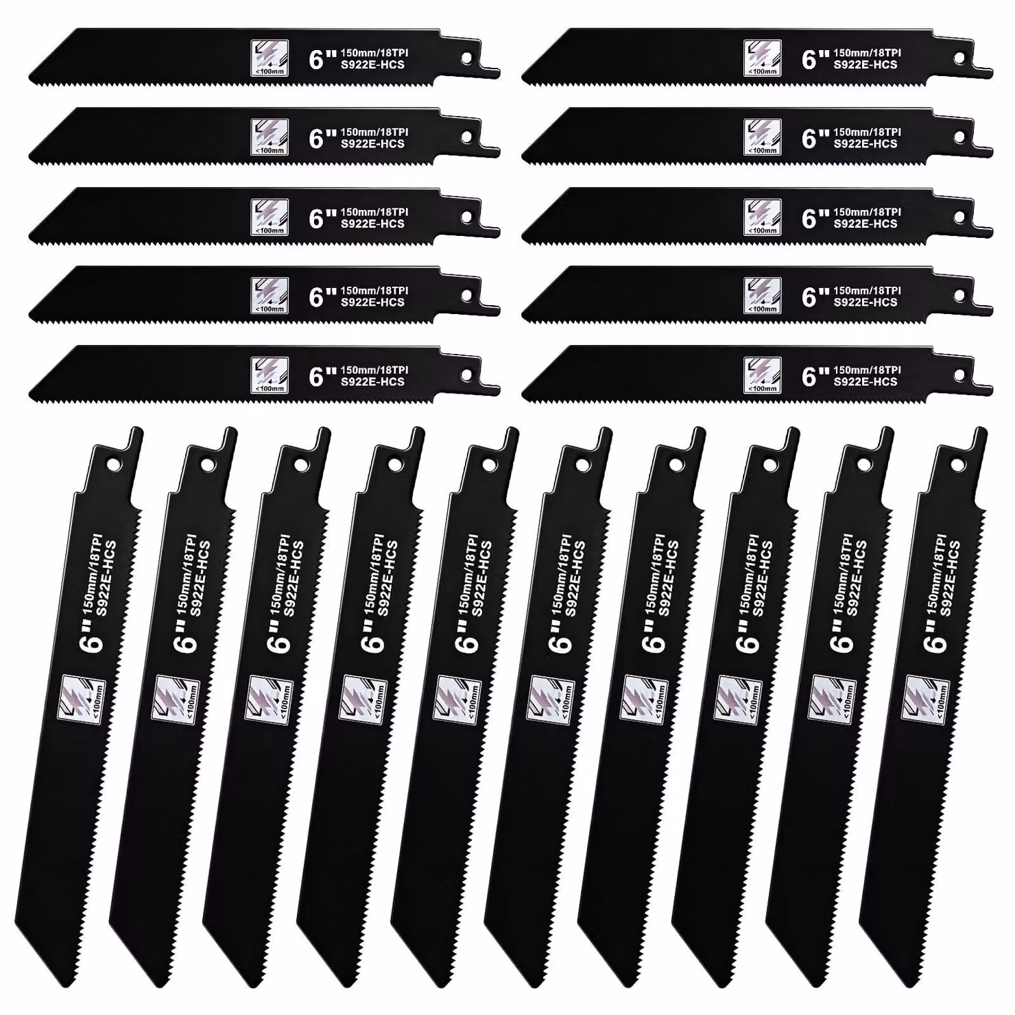 Set di 20 lame per seghetto alternativo, adatte per il taglio del legno, lunghezza 150 mm, 18 denti per pollice, ideali per tagli rapidi