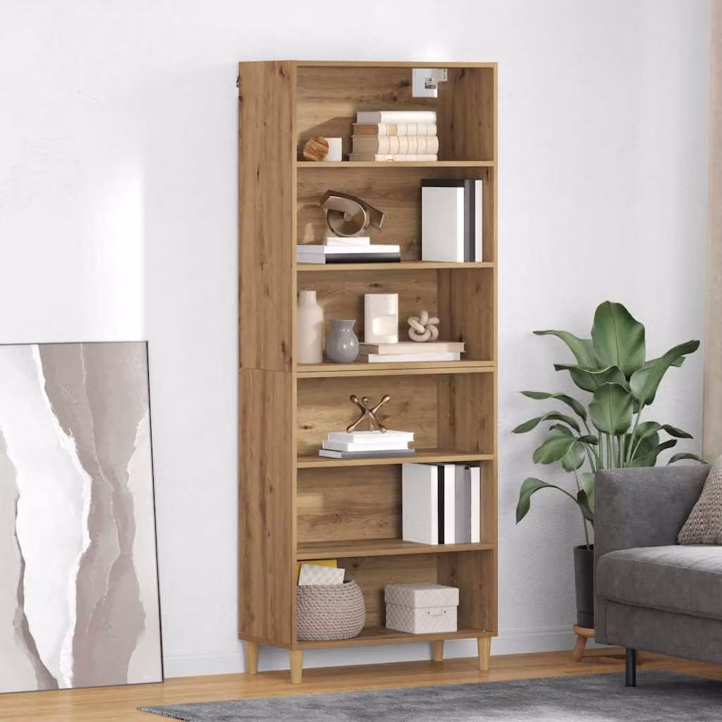 Credenza moderna vidaXL in rovere marrone con ripiani interni, L 69,5 cm x P 32,5 cm x H 180 cm
