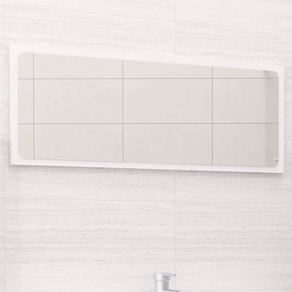 Specchio da bagno moderno vidaXL bianco in legno multistrato, L: 90 cm, H: 37 cm, P: 1,5 cm