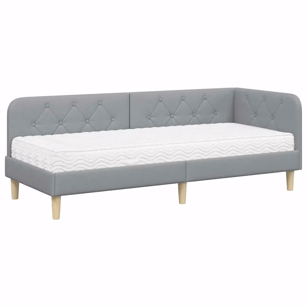 vidaXL Cornice del letto ad angolo in tessuto grigio, L/P/H: 200 x 80 x 84 cm – 2