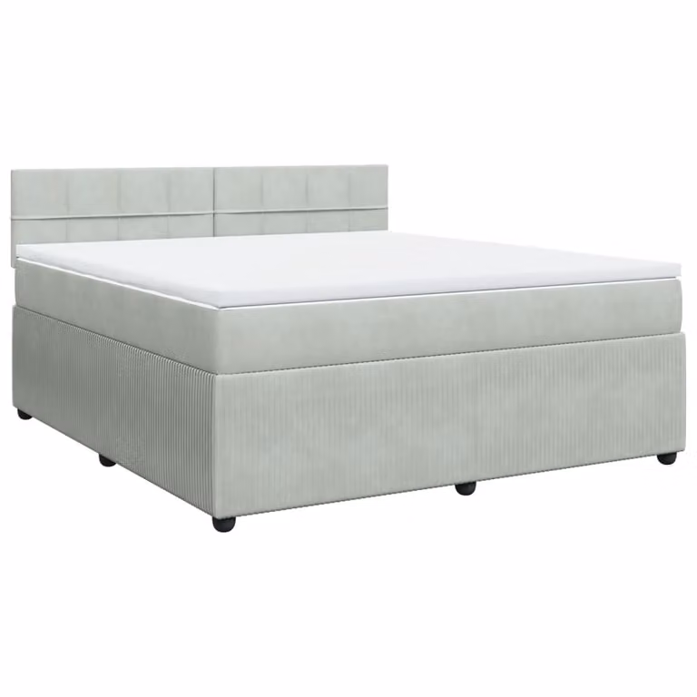 Giroletto a Molle con Materasso Grigio Chiaro 180x200cm Velluto