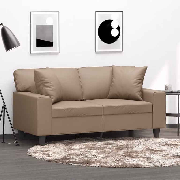 vidaXL Divano a 2 Posti Moderno in Similpelle con Cuscini, L: 154 cm, P: 77 cm, H: 80 cm