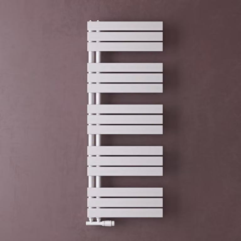 doporro Radiatore da Bagno 131x50cm, Radiatore Piatto Termoarredo da Bagno Riscaldamento Elettrico o da Acqua Calda FN Portasciugamani in Acciaio, Bianco