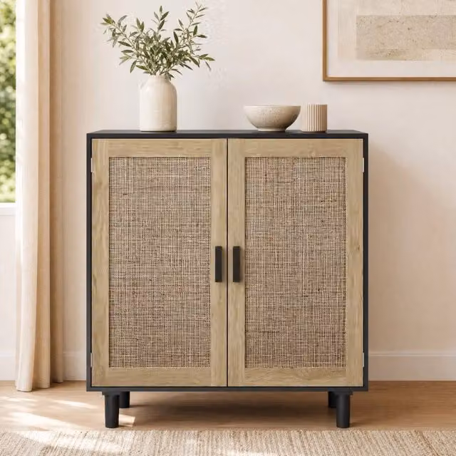 Mobile contenitore ULEVR 80x40x88 cm con 2 ante magnetiche e 2 vani aperti, nero