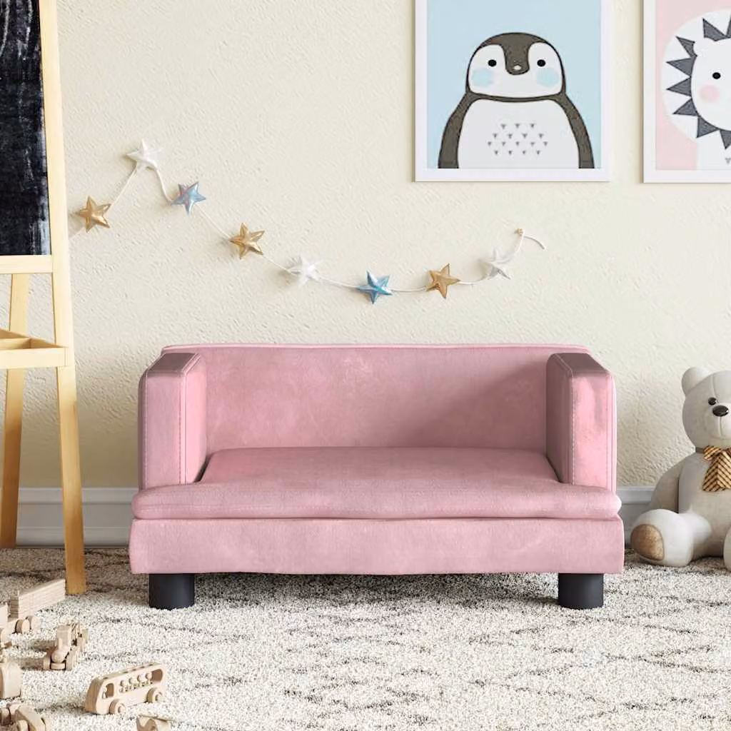 vidaXL Divano per Bambini Rosa in Velluto L/P/H: 60 x 40 x 30 cm